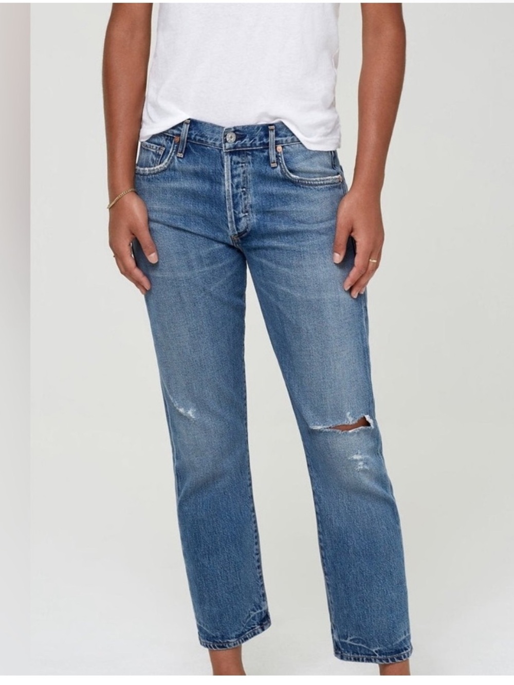 Citizens of Humanity Emerson Button Fly Blue Distressed Denim Jeans Size 26
